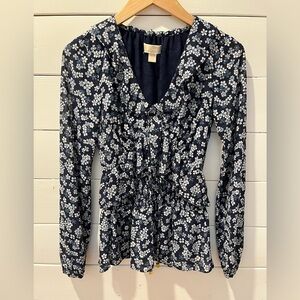 💙NWOT Michael Kors floral ruched blouse - XXS💙